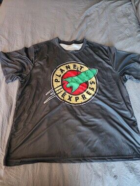 Planet Express Graphic Tee — Black with Green & Red Logo